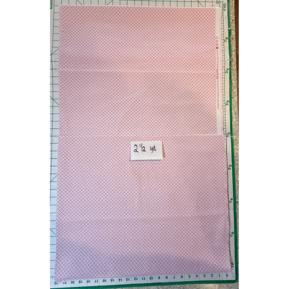 Vintage JOANN Fabric Pink Lattice Floral Cotton Quilting Craft Material 2.5 Yd